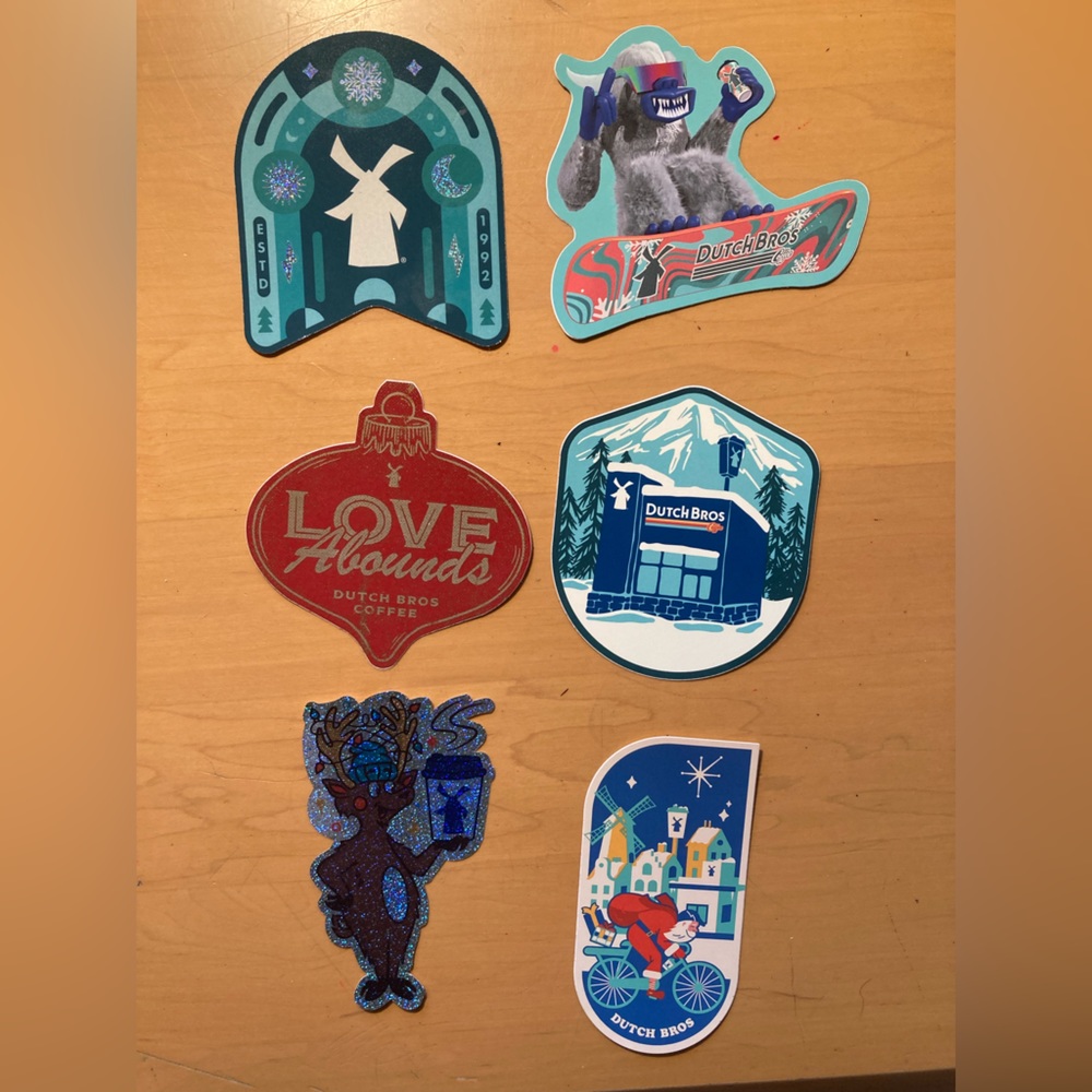 Lot of 12 Rare Hard to find Arizona Dutch Bros Christmas, Halloween stickers